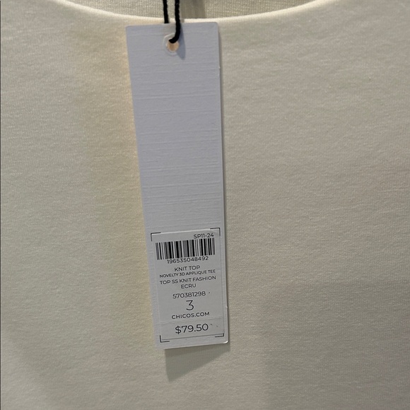 Chico's Ivory Top with Textured Sleeves - Picture 2 of 5